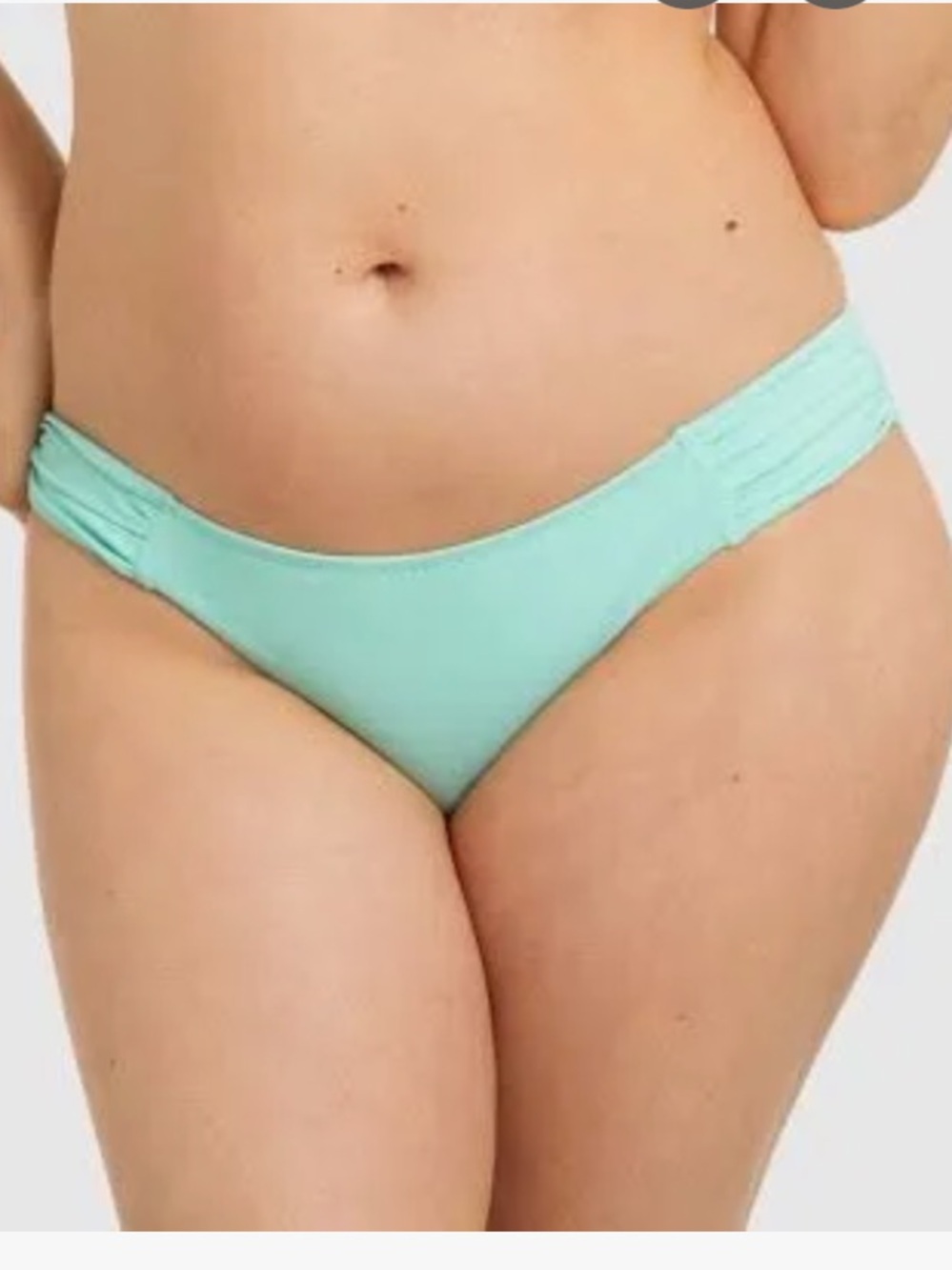 Women's Light Mint Bikini Bottom - Classic Ruched Side Swimwear